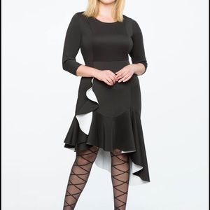 Eloquii Bonded Scuba Knit Cascading Ruffle Dress